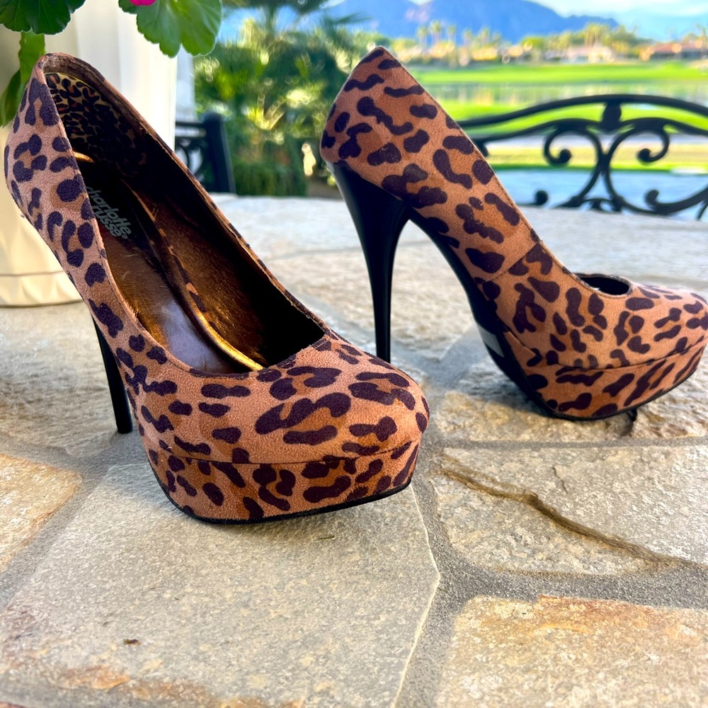 High Heel Pumps.  Leopard Print 5 inch heels.  Size 8.  Worn one time.